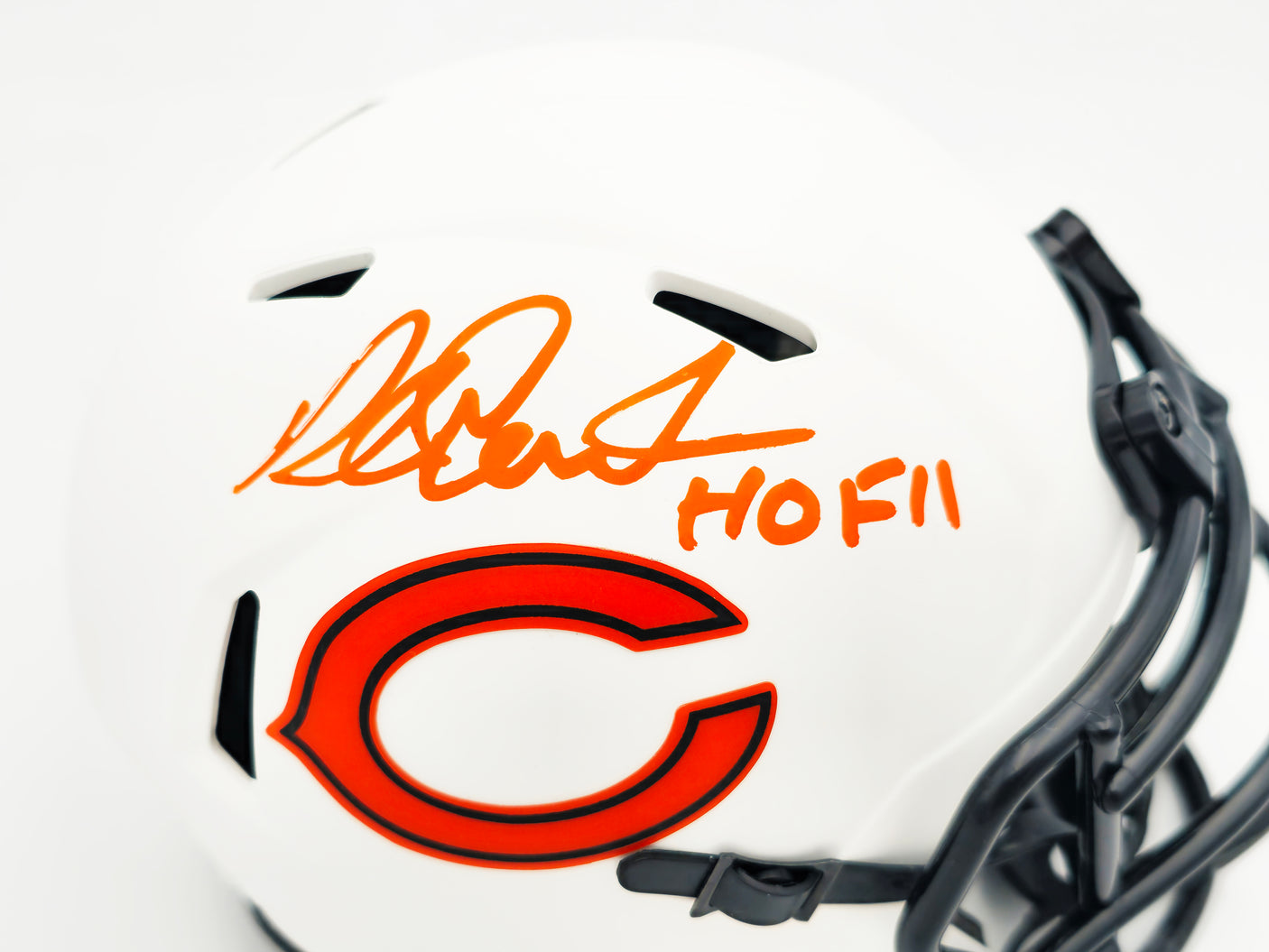 Richard Dent Autographed Chicago Bears Lunar Eclipse White Speed Mini Helmet "HOF 11" Beckett BAS Witness Stock #230264