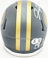 Josh Jacobs Autographed Green Bay Packers Slate Gray Speed Mini Helmet Beckett BAS Witness Stock #230237