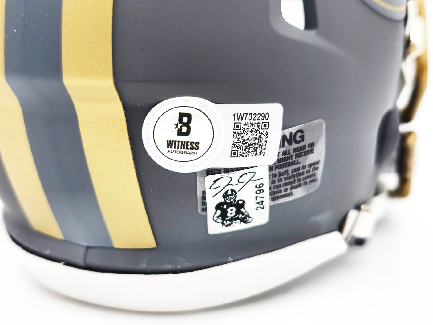 Josh Jacobs Autographed Green Bay Packers Slate Gray Speed Mini Helmet Beckett BAS Witness Stock #230237