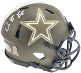 Dez Bryant Autographed Dallas Cowboys Army Green Salute to Service Speed Mini Helmet Beckett BAS Witness Stock #230223