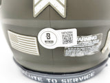 Dez Bryant Autographed Dallas Cowboys Army Green Salute to Service Speed Mini Helmet Beckett BAS Witness Stock #230223