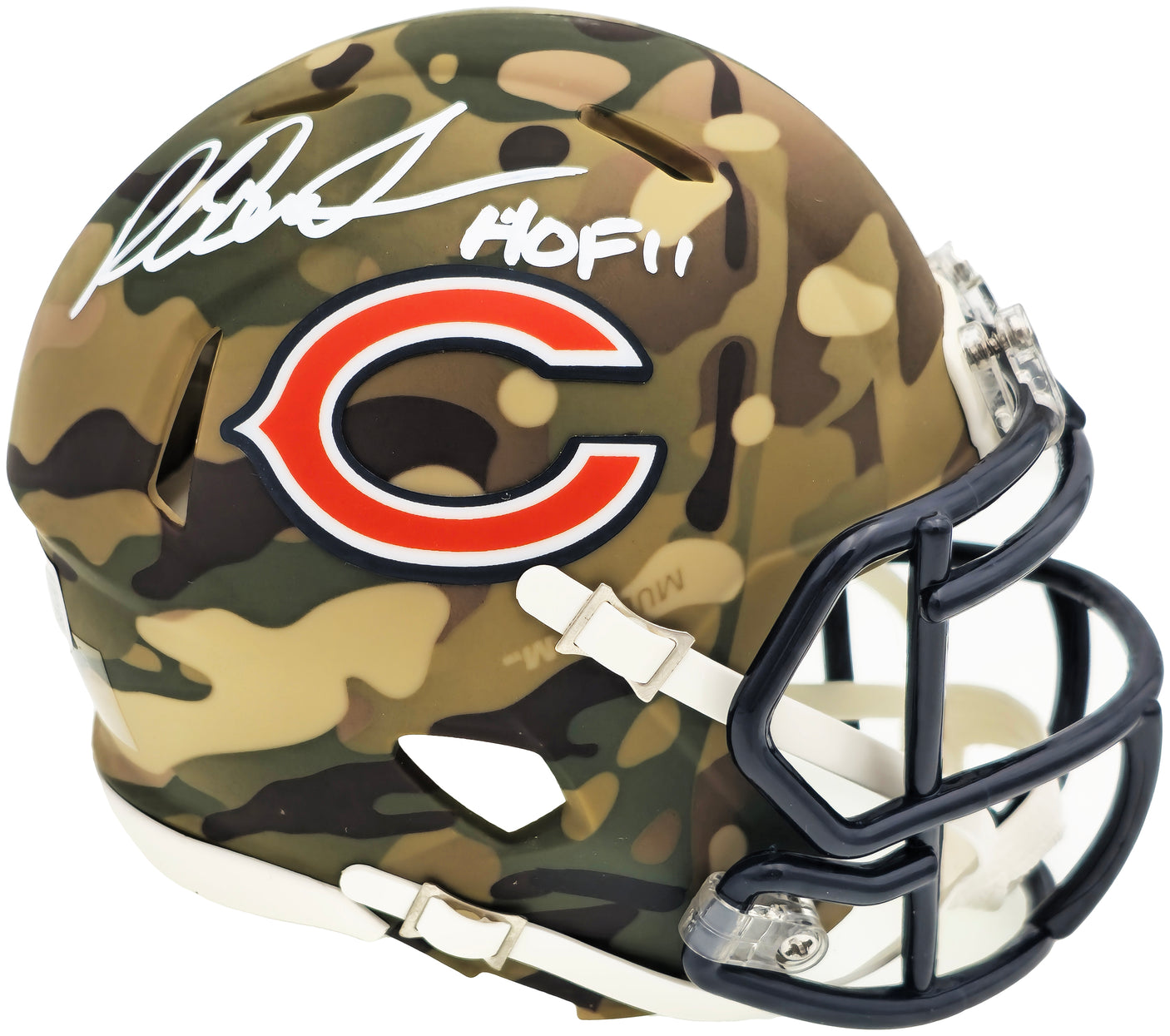 Richard Dent Autographed Chicago Bears Camo Speed Mini Helmet "HOF 11" Beckett BAS Witness Stock #230261