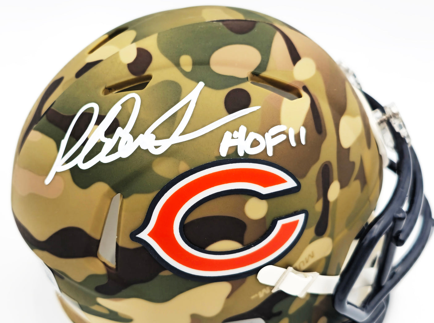 Richard Dent Autographed Chicago Bears Camo Speed Mini Helmet "HOF 11" Beckett BAS Witness Stock #230261