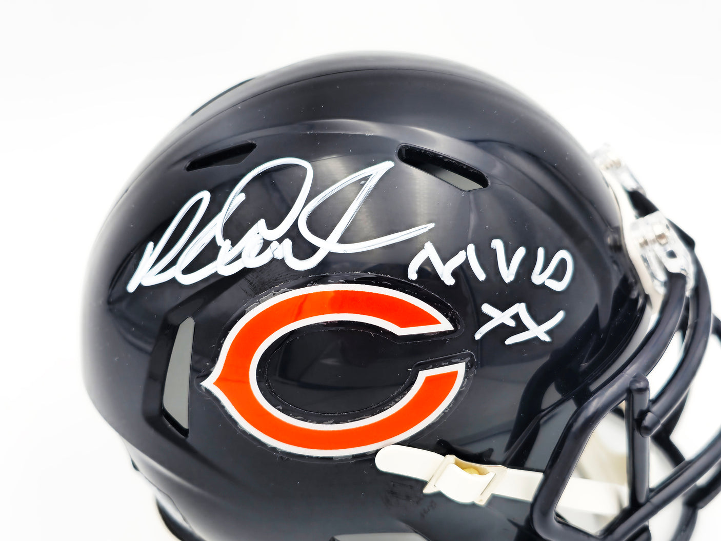 Richard Dent Autographed Chicago Bears Blue Speed Mini Helmet "MVP XX" Beckett BAS Witness Stock #230267