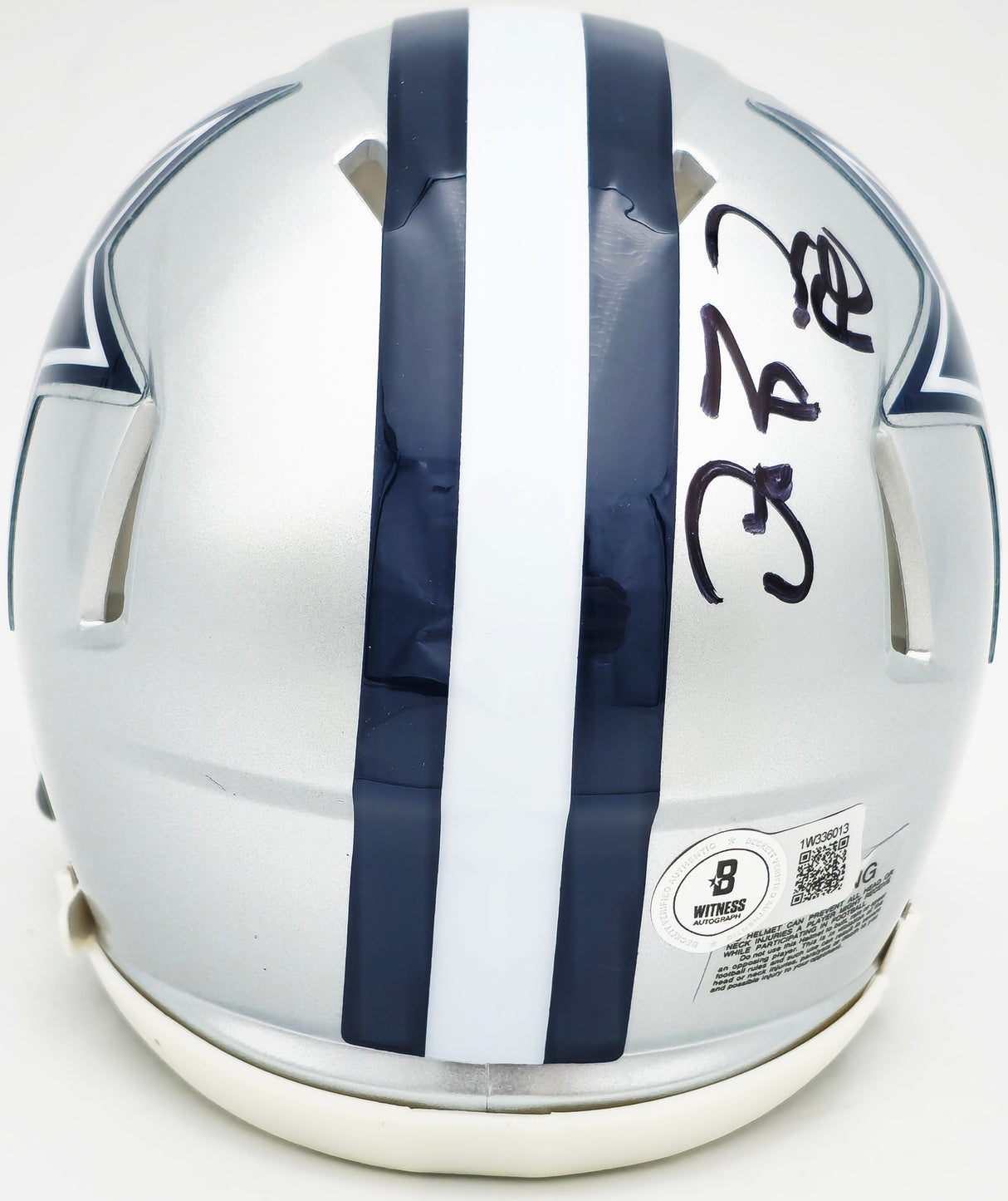 Dez Bryant Autographed Dallas Cowboys Silver Speed Mini Helmet Beckett BAS Witness Stock #230224