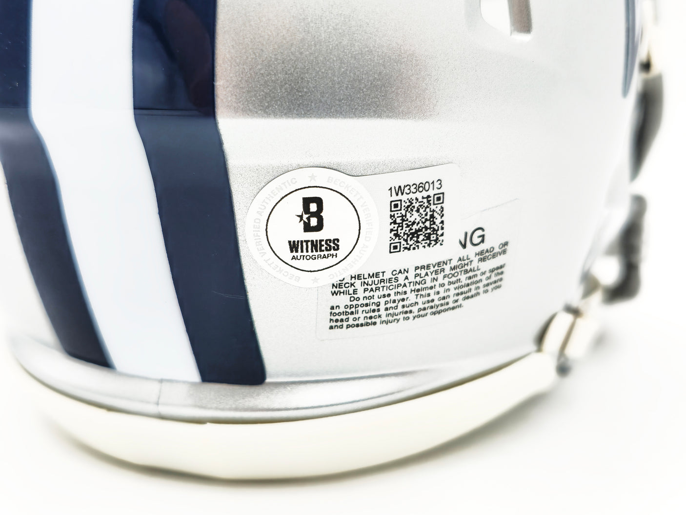Dez Bryant Autographed Dallas Cowboys Silver Speed Mini Helmet Beckett BAS Witness Stock #230224