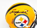 Terry Bradshaw Autographed Pittsburgh Steelers Yellow Speed Mini Helmet Beckett BAS Witness Stock #230229