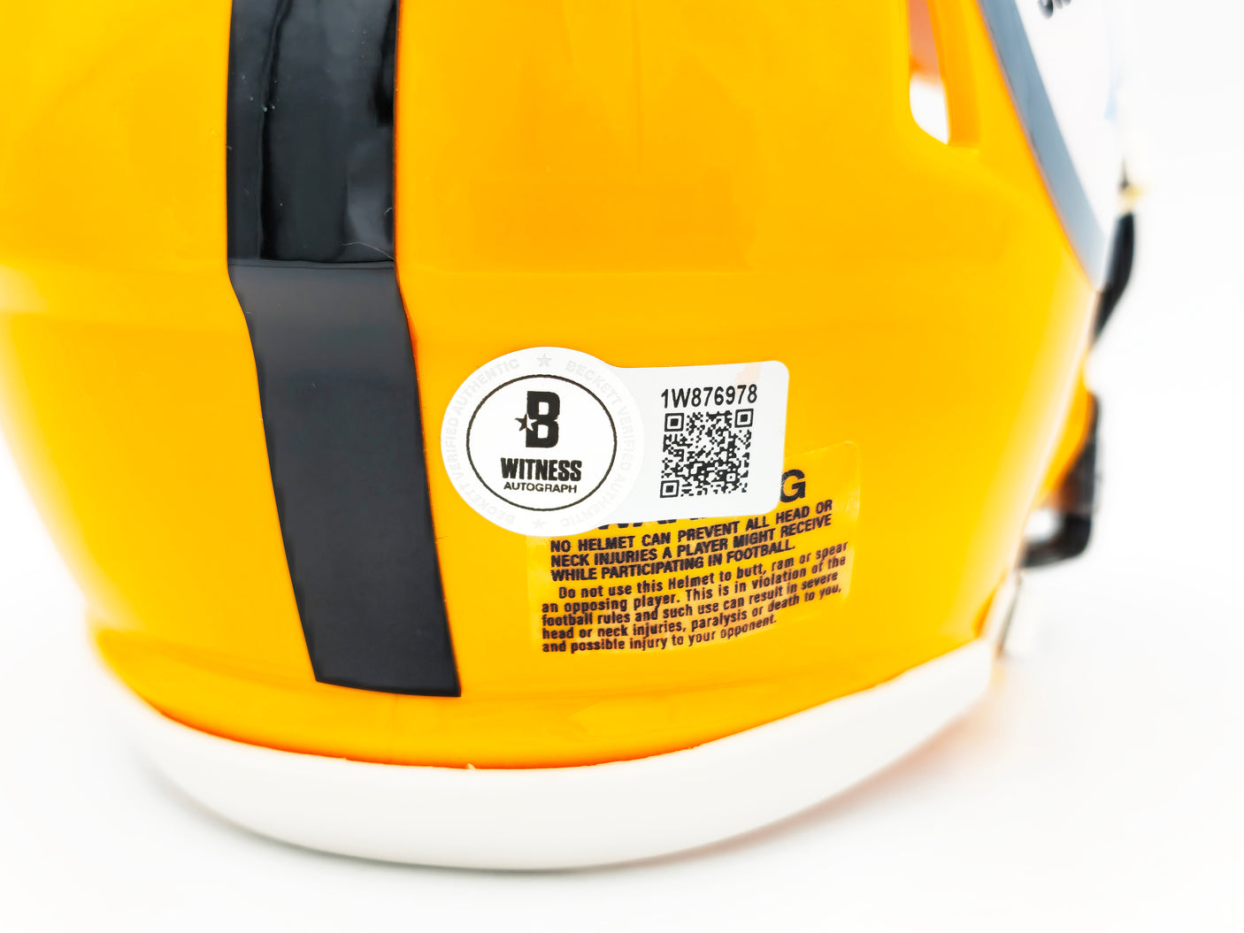 Terry Bradshaw Autographed Pittsburgh Steelers Yellow Speed Mini Helmet Beckett BAS Witness Stock #230229