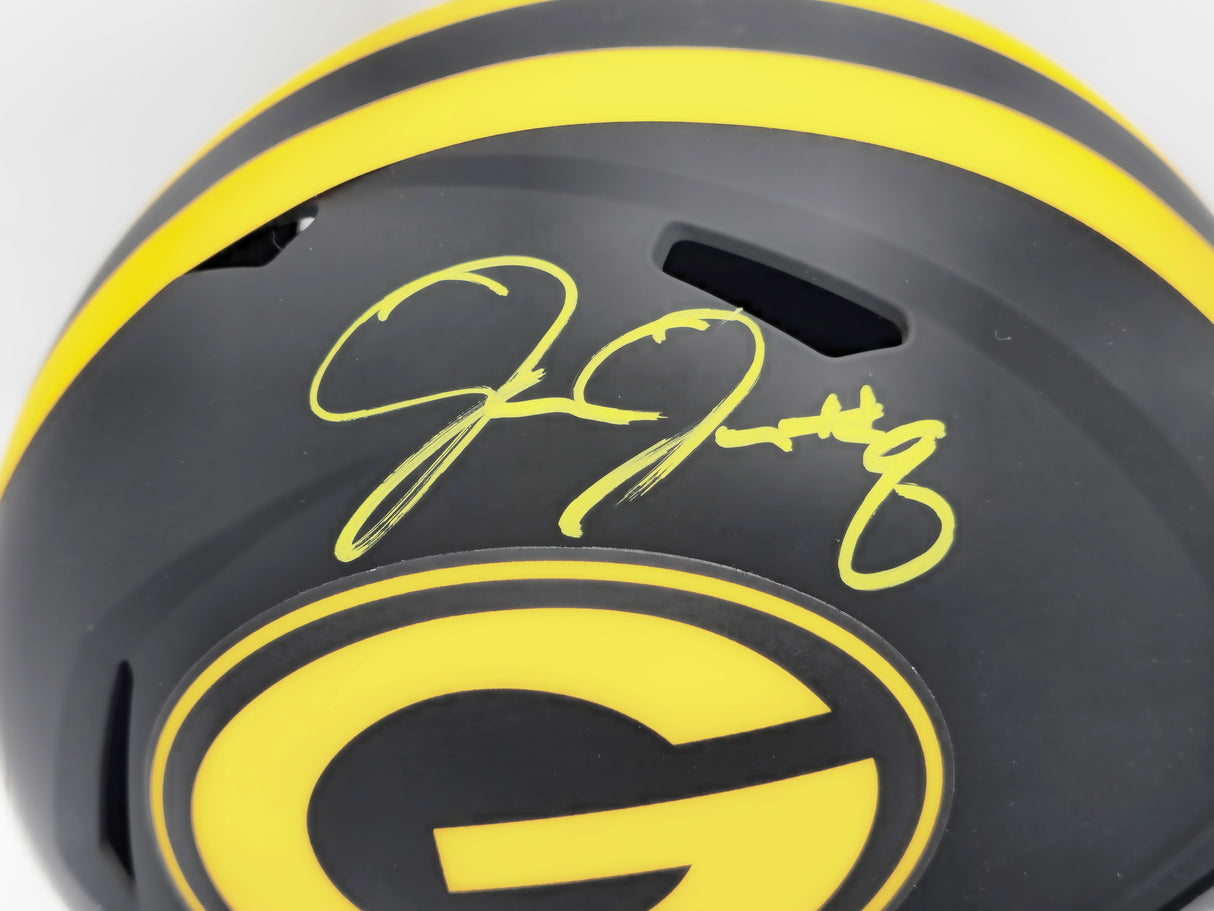 Josh Jacobs Autographed Green Bay Packers Eclipse Black Full Size Speed Replica Helmet Beckett BAS Witness Stock #230216