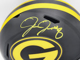 Josh Jacobs Autographed Green Bay Packers Eclipse Black Full Size Speed Replica Helmet Beckett BAS Witness Stock #230216