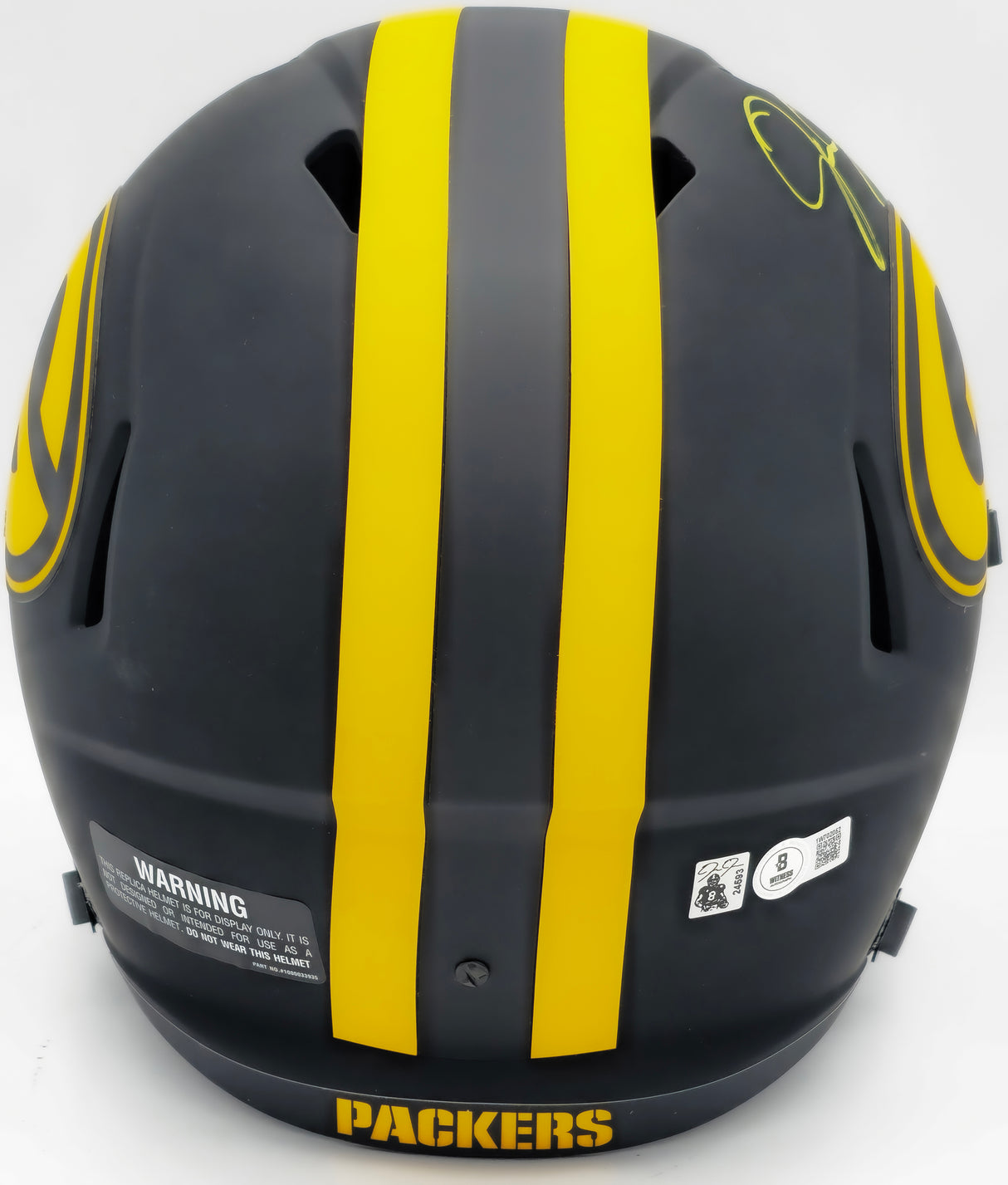 Josh Jacobs Autographed Green Bay Packers Eclipse Black Full Size Speed Replica Helmet Beckett BAS Witness Stock #230216