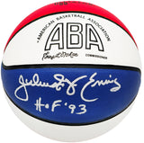 Julius "Dr. J" Erving Autographed Official ABA Logo Red, White & Blue Basketball New Jersey Nets "HOF 93" Beckett BAS Witness Stock #230288