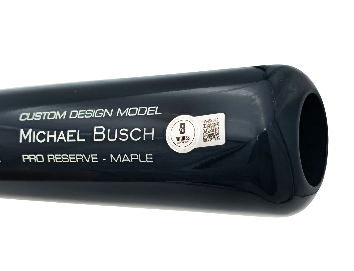 Michael Busch Autographed Navy Victus Player Model Baseball Bat Chicago Cubs Beckett BAS Witness Stock #230273