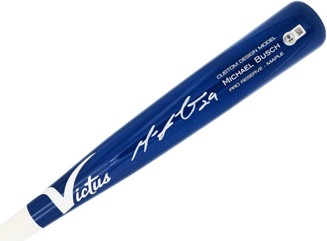 Michael Busch Autographed Blue Victus Player Model Baseball Bat Chicago Cubs Beckett BAS Witness Stock #230271