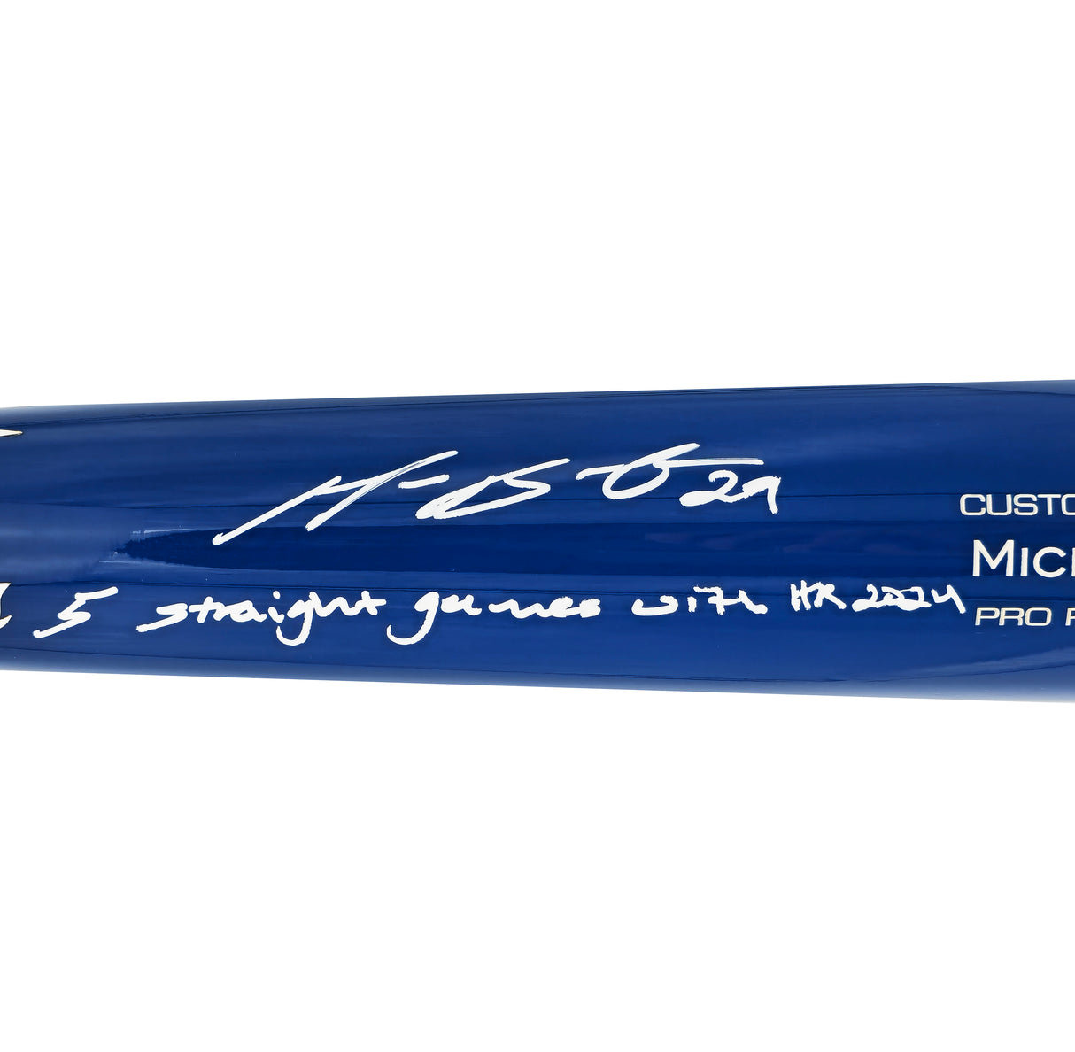 Michael Busch Autographed Blue Victus Player Model Baseball Bat Chicago Cubs "5 Straight Games With HR 2024" Beckett BAS Witness Stock #230274