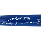 Michael Busch Autographed Blue Victus Player Model Baseball Bat Chicago Cubs "5 Straight Games With HR 2024" Beckett BAS Witness Stock #230274