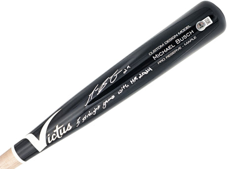 Michael Busch Autographed Black Victus Player Model Baseball Bat Chicago Cubs "5 Straight Games With HR 2024" Beckett BAS Witness Stock #230275