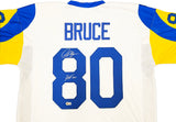 St. Louis Rams Isaac Bruce Autographed White Jersey "HOF 20" Beckett BAS Witness Stock #230163