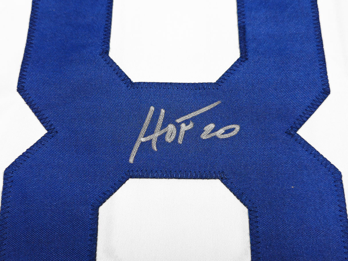 St. Louis Rams Isaac Bruce Autographed White Jersey "HOF 20" Beckett BAS Witness Stock #230163