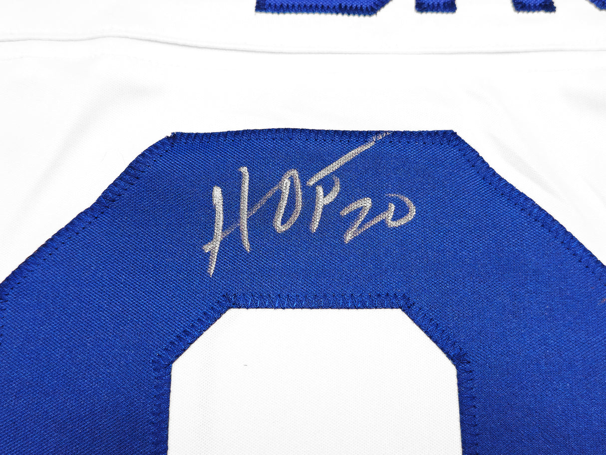 St. Louis Rams Isaac Bruce Autographed White Jersey "HOF 20" Beckett BAS Witness Stock #230164