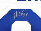 St. Louis Rams Isaac Bruce Autographed White Jersey "HOF 20" Beckett BAS Witness Stock #230164