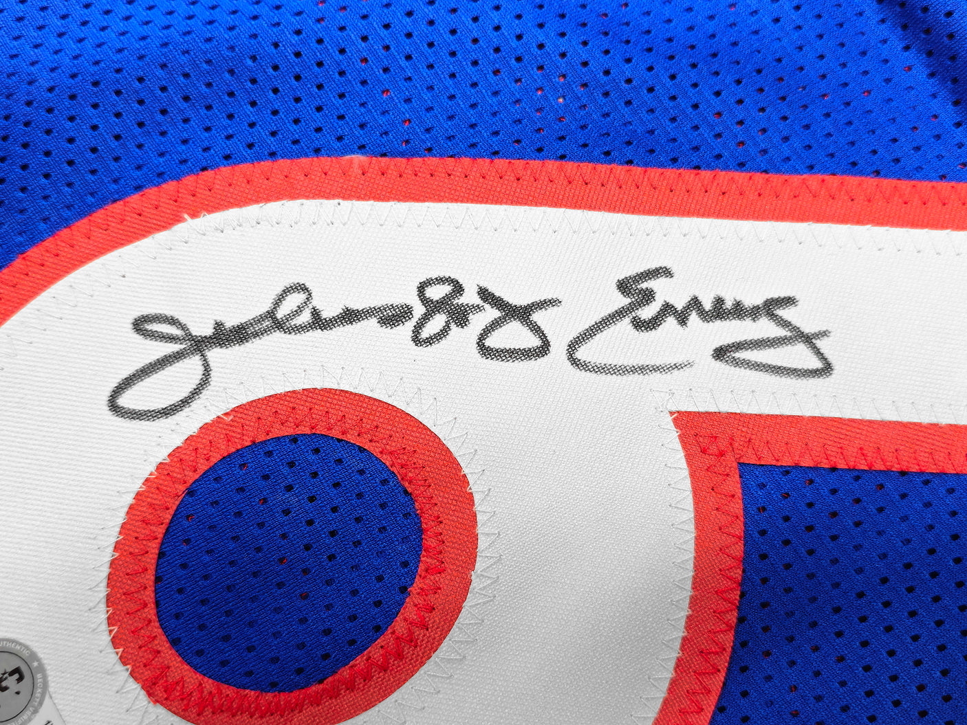 Philadelphia 76ers Julius "Dr. J" Erving Autographed Blue Jersey Beckett BAS Witness Stock #230291