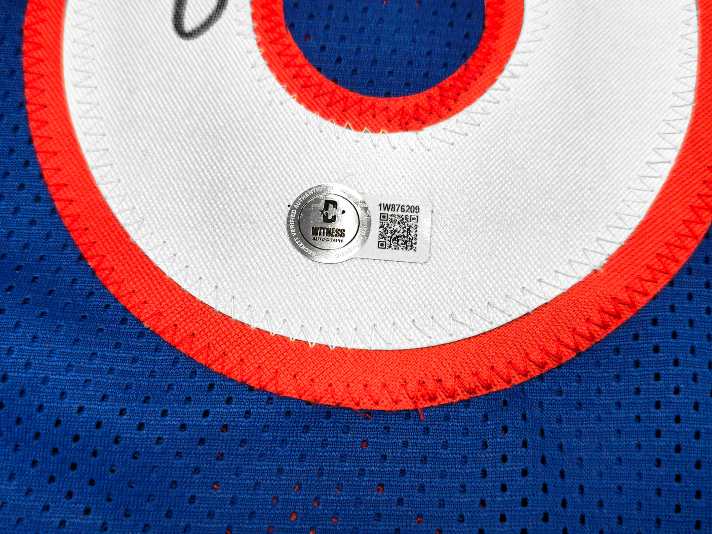 Philadelphia 76ers Julius "Dr. J" Erving Autographed Blue Jersey Beckett BAS Witness Stock #230291