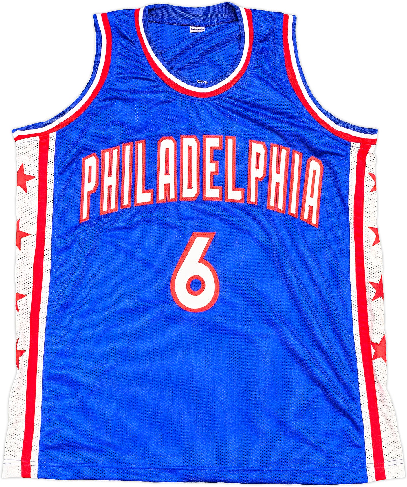 Philadelphia 76ers Julius "Dr. J" Erving Autographed Blue Jersey Beckett BAS Witness Stock #230291