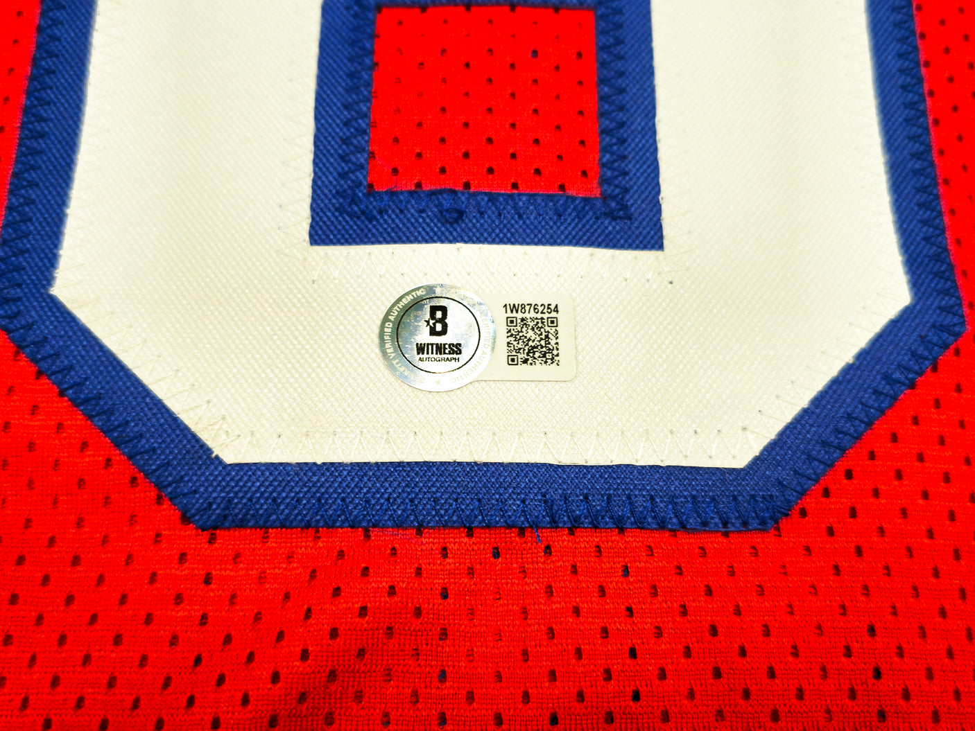 Philadelphia 76ers Julius "Dr. J" Erving Autographed Red Jersey Beckett BAS Witness Stock #230292