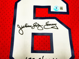 Philadelphia 76ers Julius "Dr. J" Erving Autographed Red Mitchell & Ness Hardwood Classics HWC Swingman 1982-83 Jersey Size XL "83 Champs" Beckett BAS Witness Stock #230252