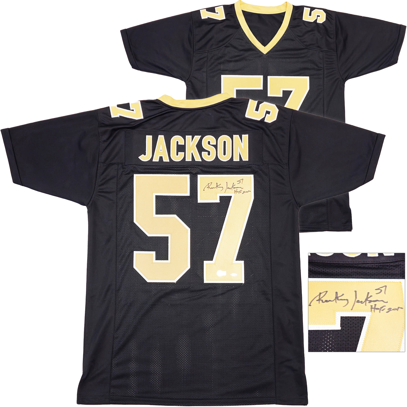 New Orleans Saints Rickey Jackson Autographed Black Jersey "HOF 2010" Beckett BAS QR Stock #230189