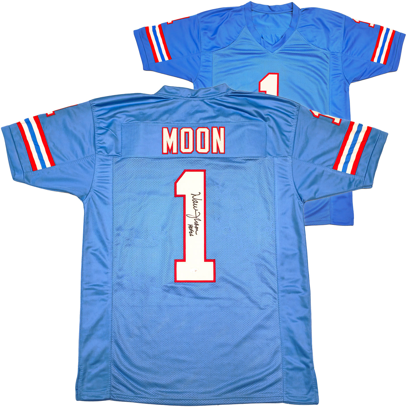 Houston Oilers Warren Moon Autographed Blue Jersey "HOF 06" PSA/DNA Stock #230188