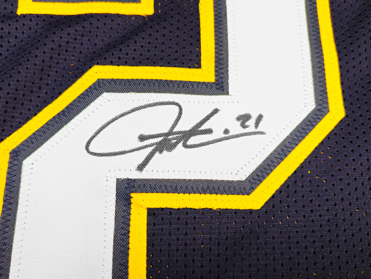 San Diego Chargers LaDainian Tomlinson Autographed Dark Blue Jersey "HOF 17" Beckett BAS Witness Stock #230585