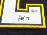 San Diego Chargers LaDainian Tomlinson Autographed Dark Blue Jersey "HOF 17" Beckett BAS Witness Stock #230585