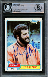 Lyle Alzado Autographed 1981 Topps Card #505 Cleveland Browns Beckett BAS #15499683