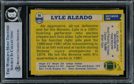 Lyle Alzado Autographed 1982 Topps Card #56 Cleveland Browns Beckett BAS #15499689