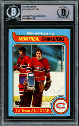 Ken Dryden Autographed 1979-80 Topps Card #150 Montreal Canadiens Beckett BAS #15500175