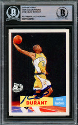 Kevin Durant Autographed 2007-08 Topps 1957-58 Variations Rookie Card #112 Seattle Sonics On Card Beckett BAS #15500183