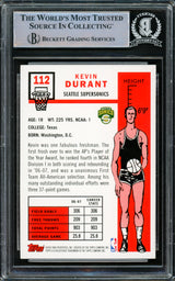 Kevin Durant Autographed 2007-08 Topps 1957-58 Variations Rookie Card #112 Seattle Sonics On Card Beckett BAS #15500183