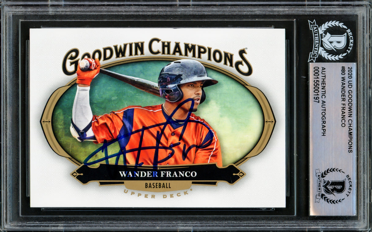 Wander Franco Autographed 2020 Upper Deck Goodwin Champions Rookie Card #80 Tampa Bay Rays Beckett BAS #15500197