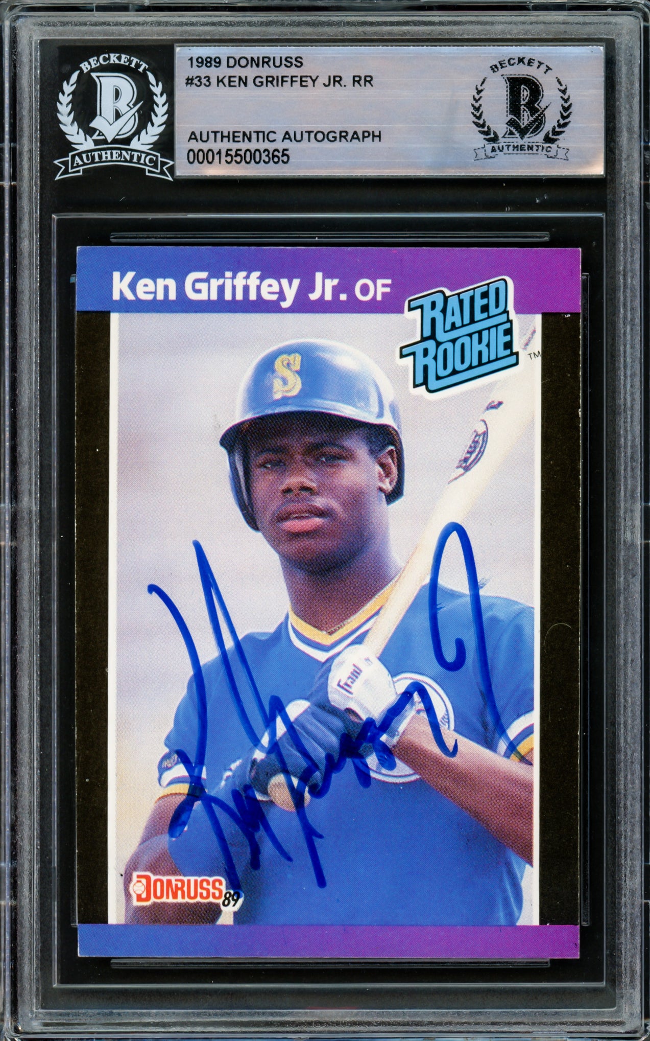 Ken Griffey Jr. Autographed 1989 Donruss Rookie Card #33 Seattle Mariners Vintage Rookie Signature Beckett BAS #15500365