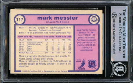 Mark Messier Autographed 1982-83 O-Pee-Chee Card #117 Edmonton Oilers Vintage Signature Beckett BAS #15500548