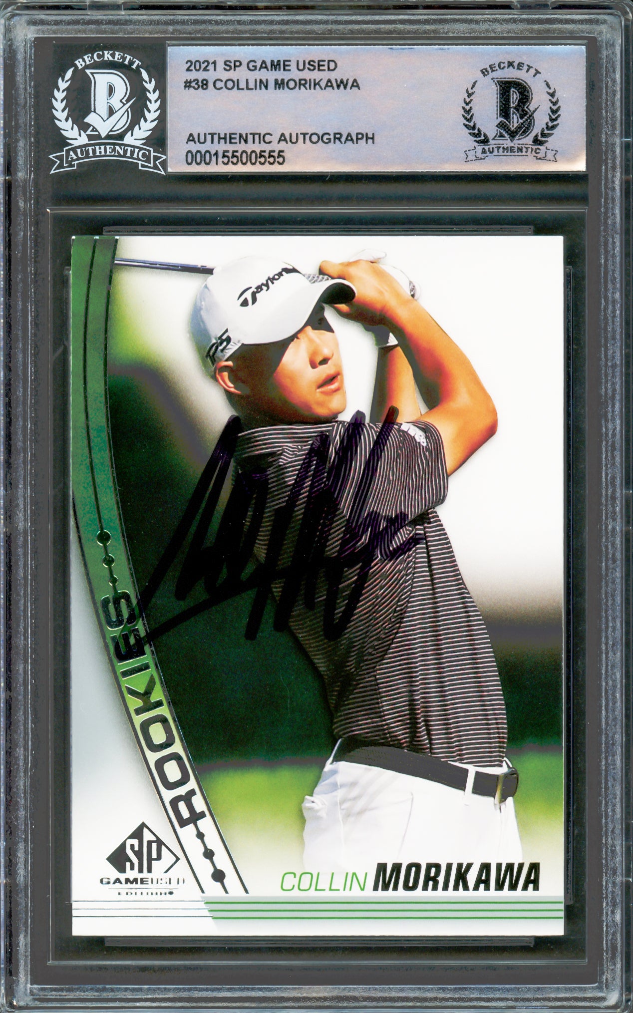 Collin Morikawa Autographed 2021 Upper Deck SP Game Used Rookie Card #38 Beckett BAS #15500555