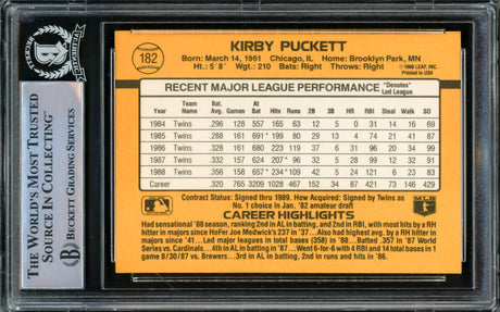Kirby Puckett Autographed 1989 Donruss Card #182 Minnesota Twins Beckett BAS #15500583