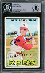 Pete Rose Autographed 1967 Topps Card #430 Cincinnati Reds Beckett BAS #15500599