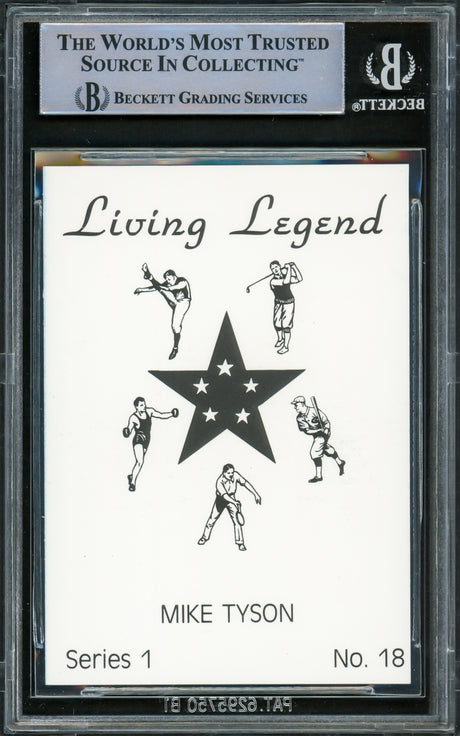 Mike Tyson Autographed 1990 Living Legend Card #18 Beckett BAS #15500886