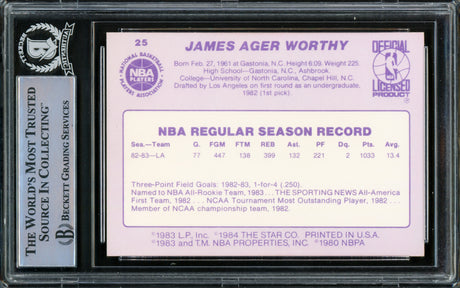 James Worthy Autographed 1983-84 Star Rookie Card #25 Los Angeles Lakers Beckett BAS #15500988