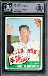 Carl Yastrzemski Autographed 1965 Topps Card #385 Boston Red Sox Vintage Signature Beckett BAS #15500996