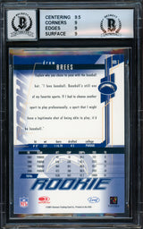 Drew Brees Autographed 2001 Leaf Rookies & Stars Rookie Card #189 San Diego Chargers BGS 9 Auto Grade Gem Mint 10 Beckett BAS #15681823