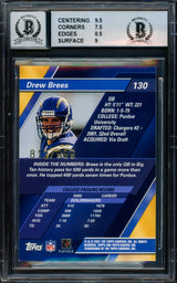 Drew Brees Autographed 2001 Topps Reserve Rookie Card #130 San Diego Chargers BGS 8 Auto Grade Gem Mint 10 #812/999 Beckett BAS #15681818